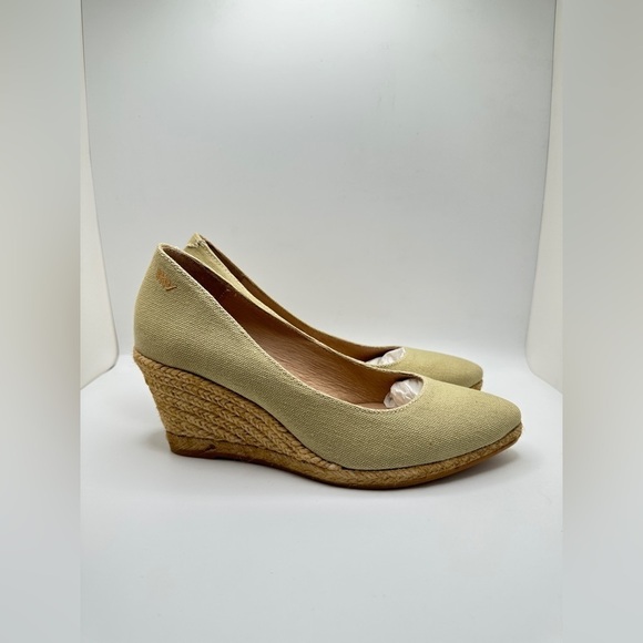 NWT Viscata Roses Canvas Wedge Pumps (U Cut) Sage Green Limited Edition EURO 36 - Picture 2 of 12